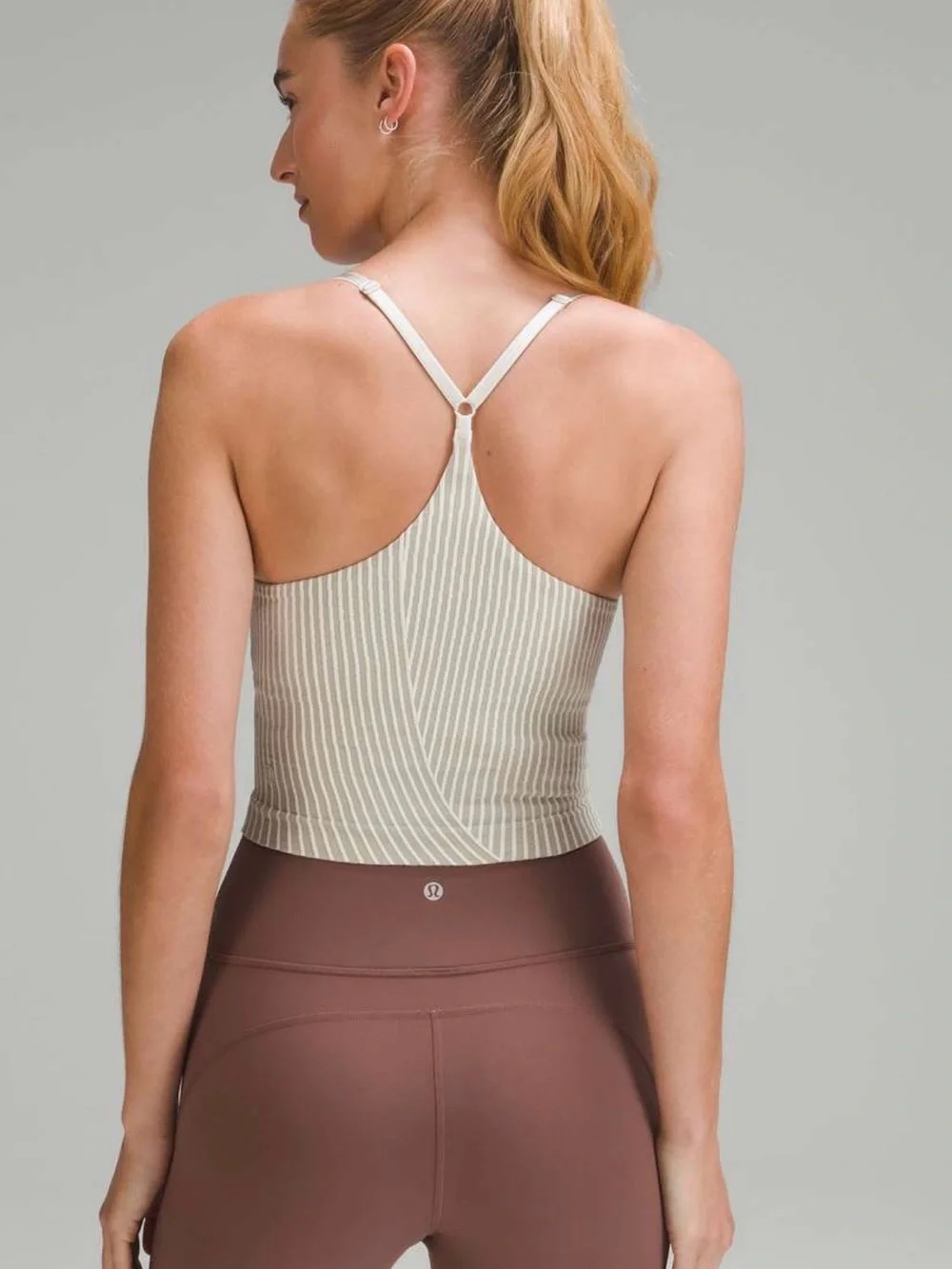 Lululemon Strappy Seamless Yoga Shelf Tank Top in Bone/Raw Linen | Size 4 - Picture 2 of 7